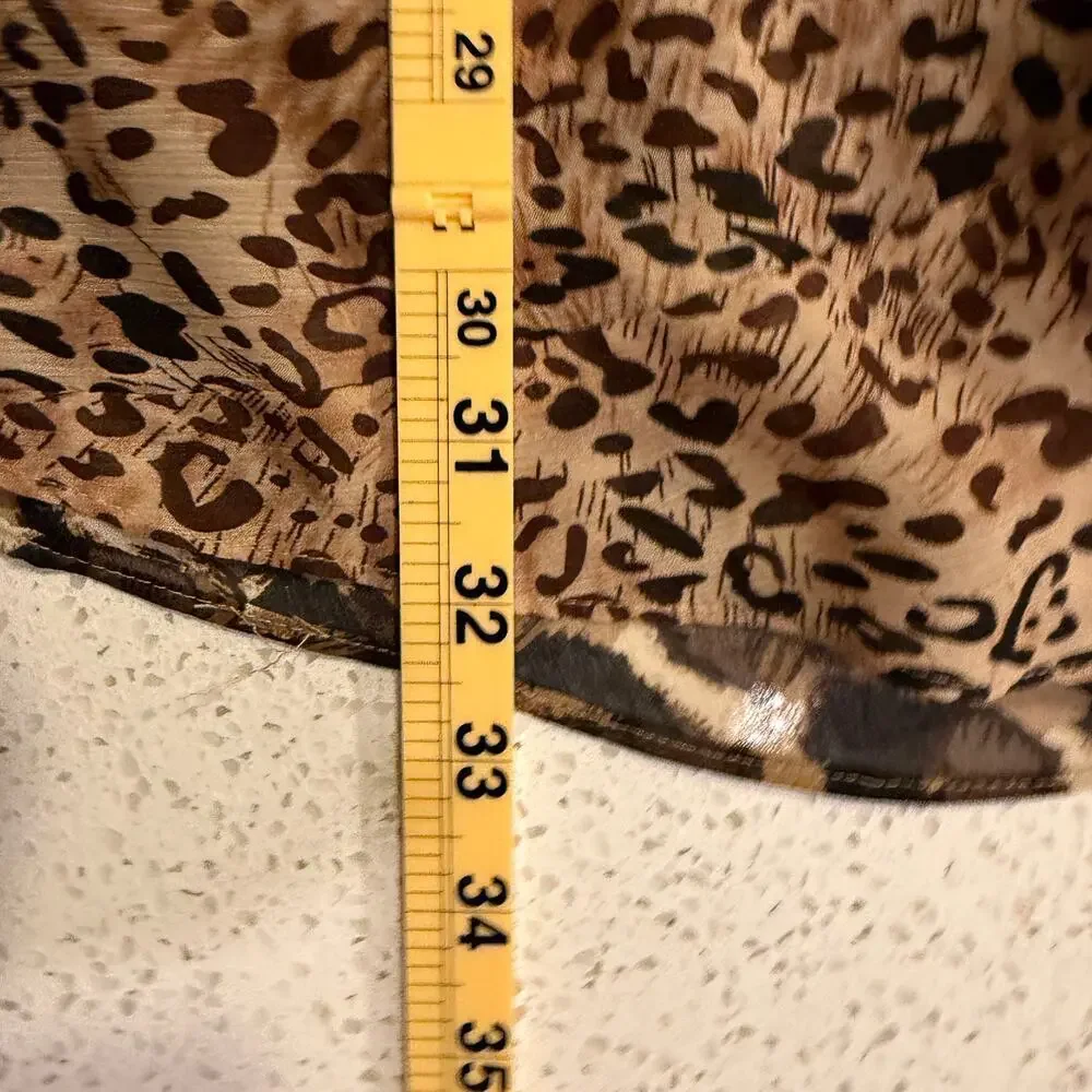 Reversible Leopard Cheetah Print Midi Skirt Animal Print Brown XL Work Office